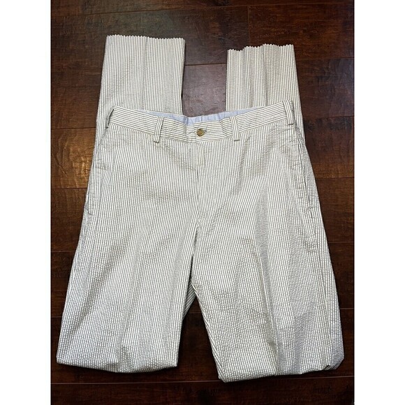 Bill’s Khakis NWT Blue Striped Straight Leg rigid Hem Cotton Pant Men 32x38
